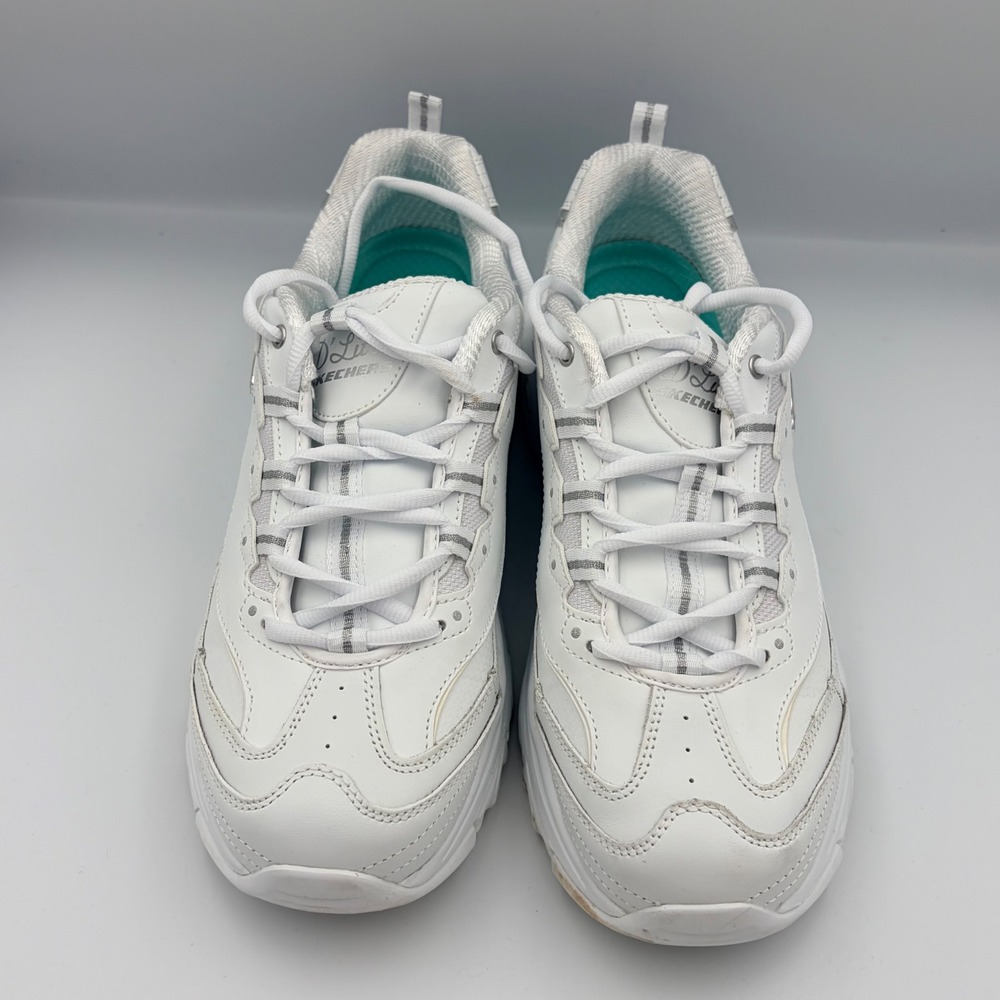 Skechers Women's 11 Wide White Leather‎ Memory Foam Walking Shoes Sneakers